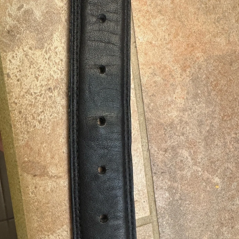 NWOT LEATHER HAND MADE Men’s Hand Polished Buckle Belt Black SZ 36 Luxury EUC